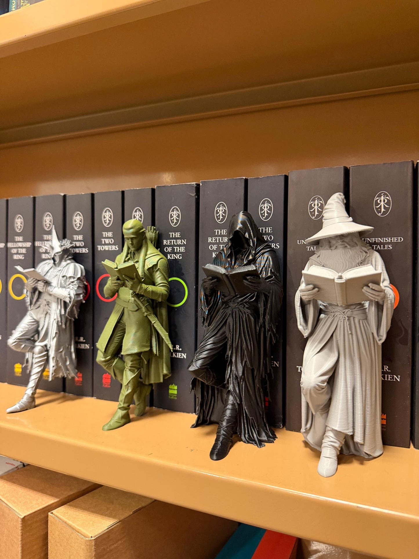 Fantasy Wizard Bookend, Mage Reading Book Nook, Scholar Bookshelf Decor, Book Lover Gift