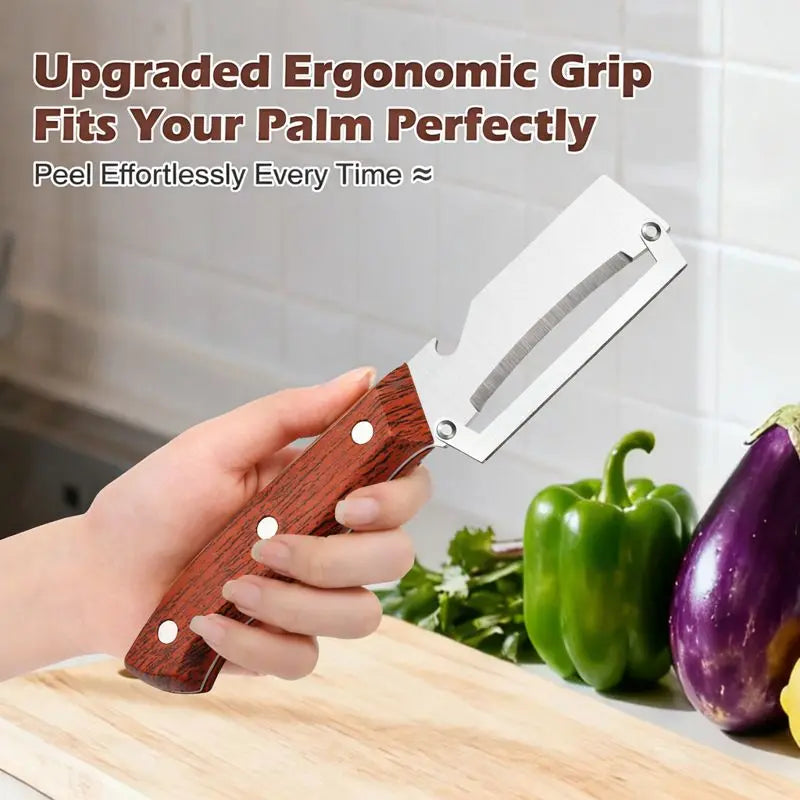 Stainless Peeler , High-Grade Durability, Clean, Precision Peeling + Bottle Opener