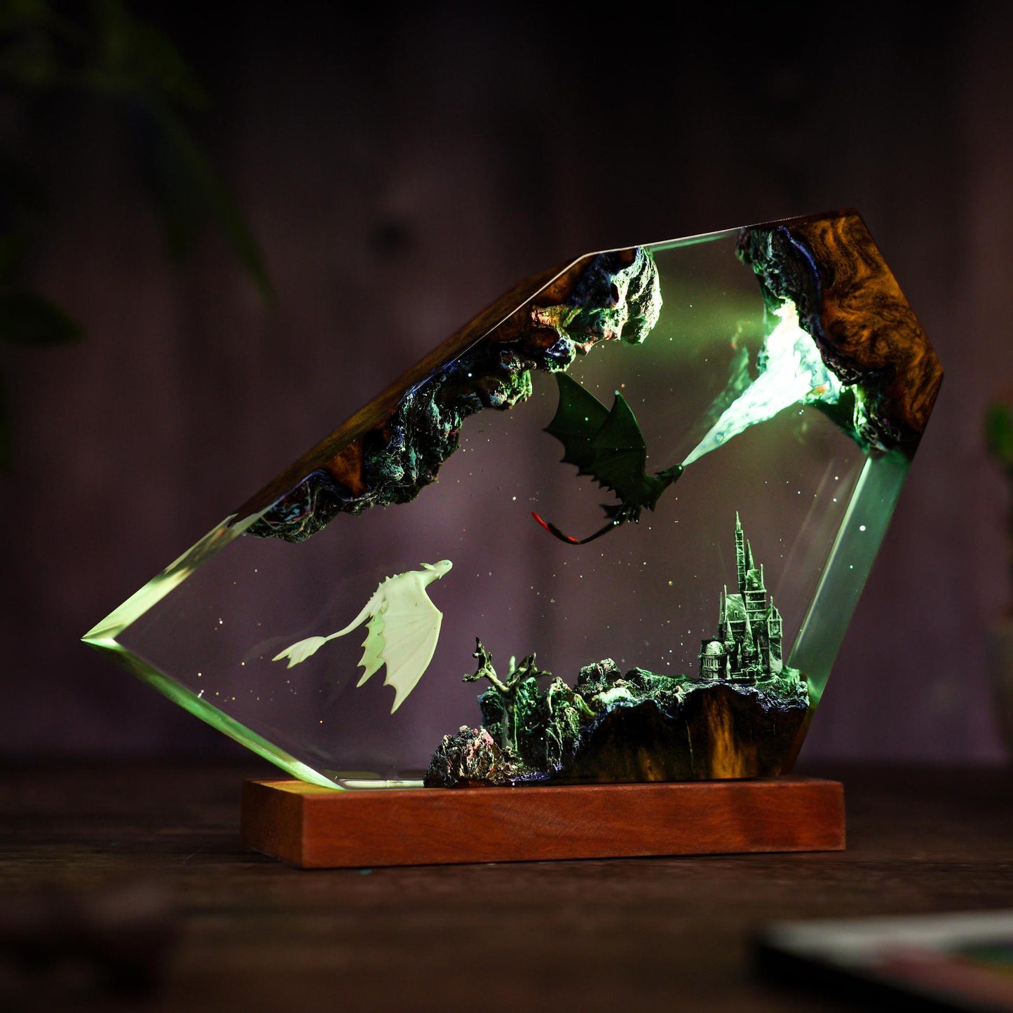 Toothless Fire Dragon Resin Night Light: RGB LED Lamp Night Fury Desktop Home Decor