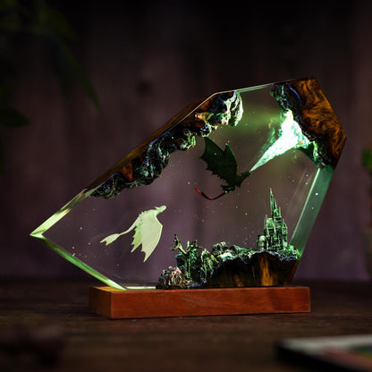 Toothless Fire Dragon Resin Night Light: RGB LED Lamp Night Fury Desktop Home Decor
