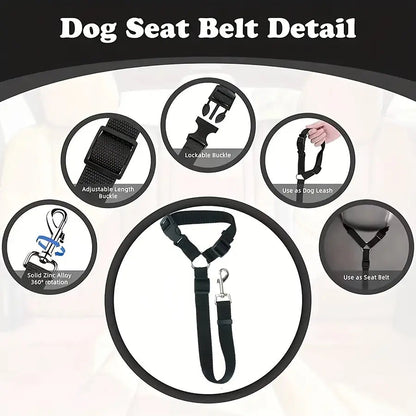 🐶🐾Dog Safety Leash for Vehicles, Pet Car Seatbelt Leash, Dog Vehicle Safety Belt Clip, Gift for Dogs,Universal Harness Straps