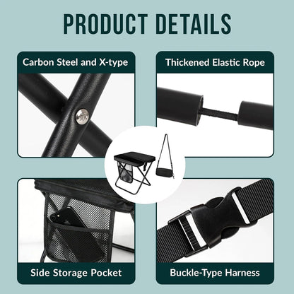 Portable Collapsible Stool - Folding Chair with Storage Pouch