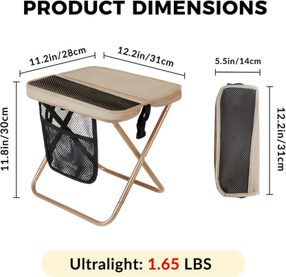 Portable Collapsible Stool - Folding Chair with Storage Pouch