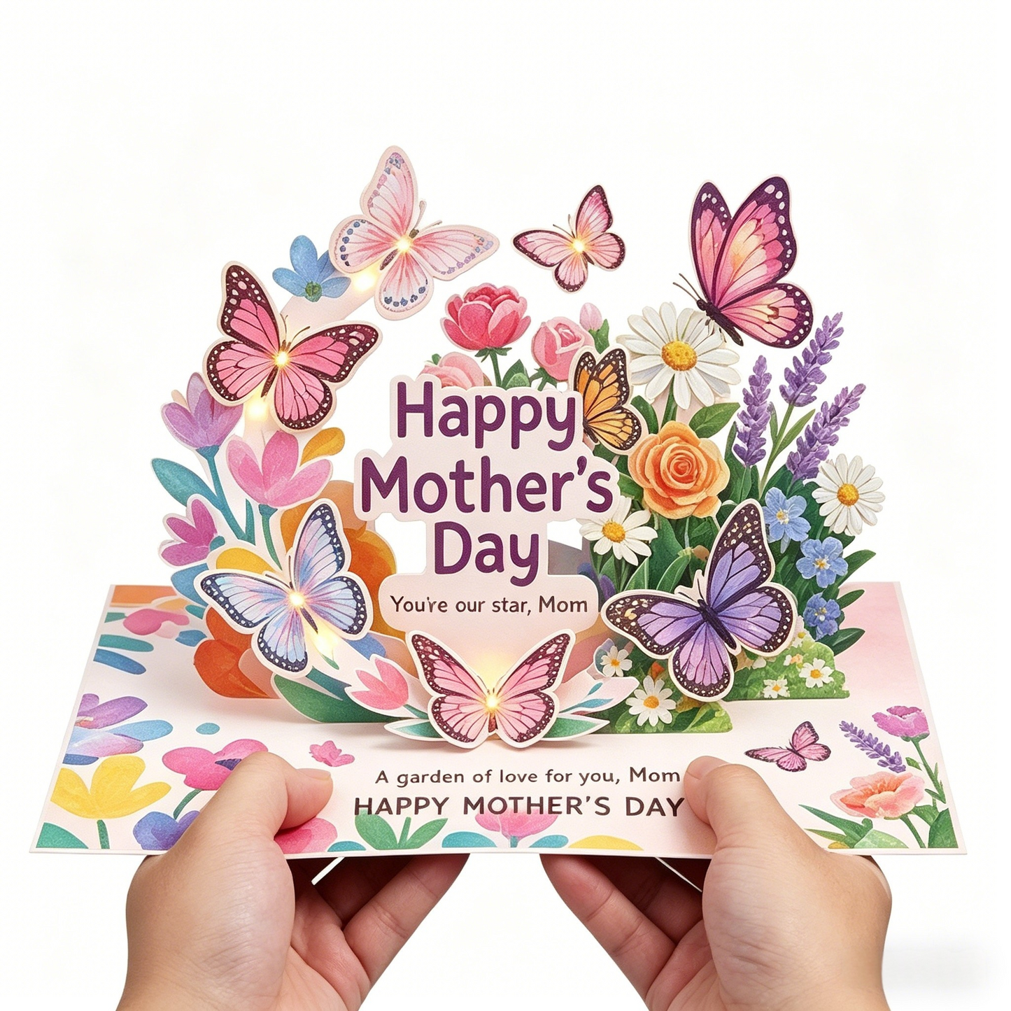 Handcrafted 3D Pop-Up Mother's Day Card - Exquisite Floral Butterfly Art