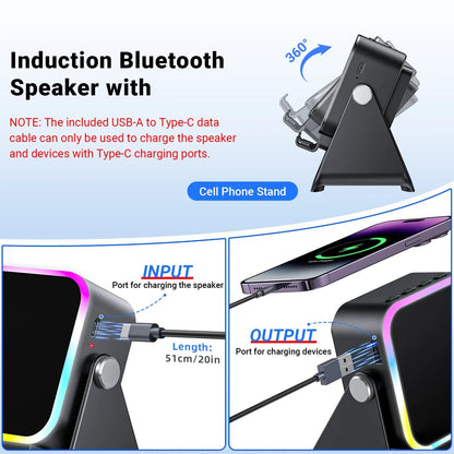 5-in-1 Wireless Speaker Phone Stand with Power Bank