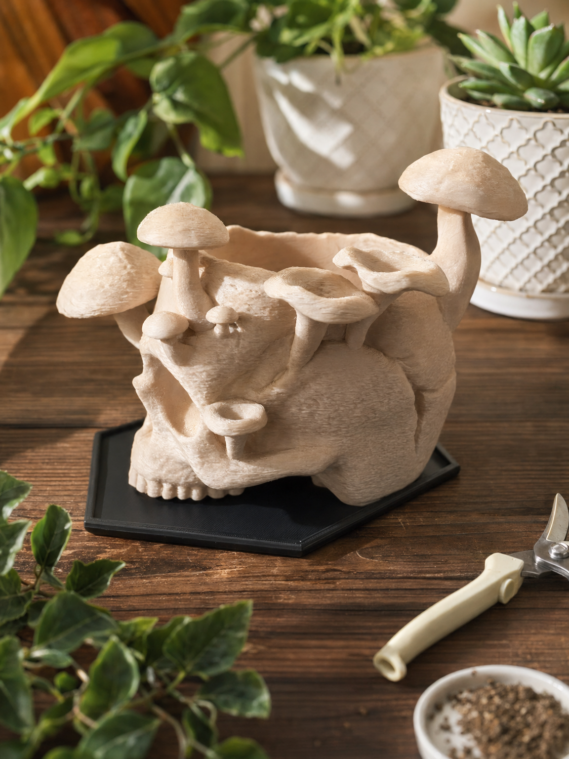 🪴Skull & Mushroom Planter with Drip Tray