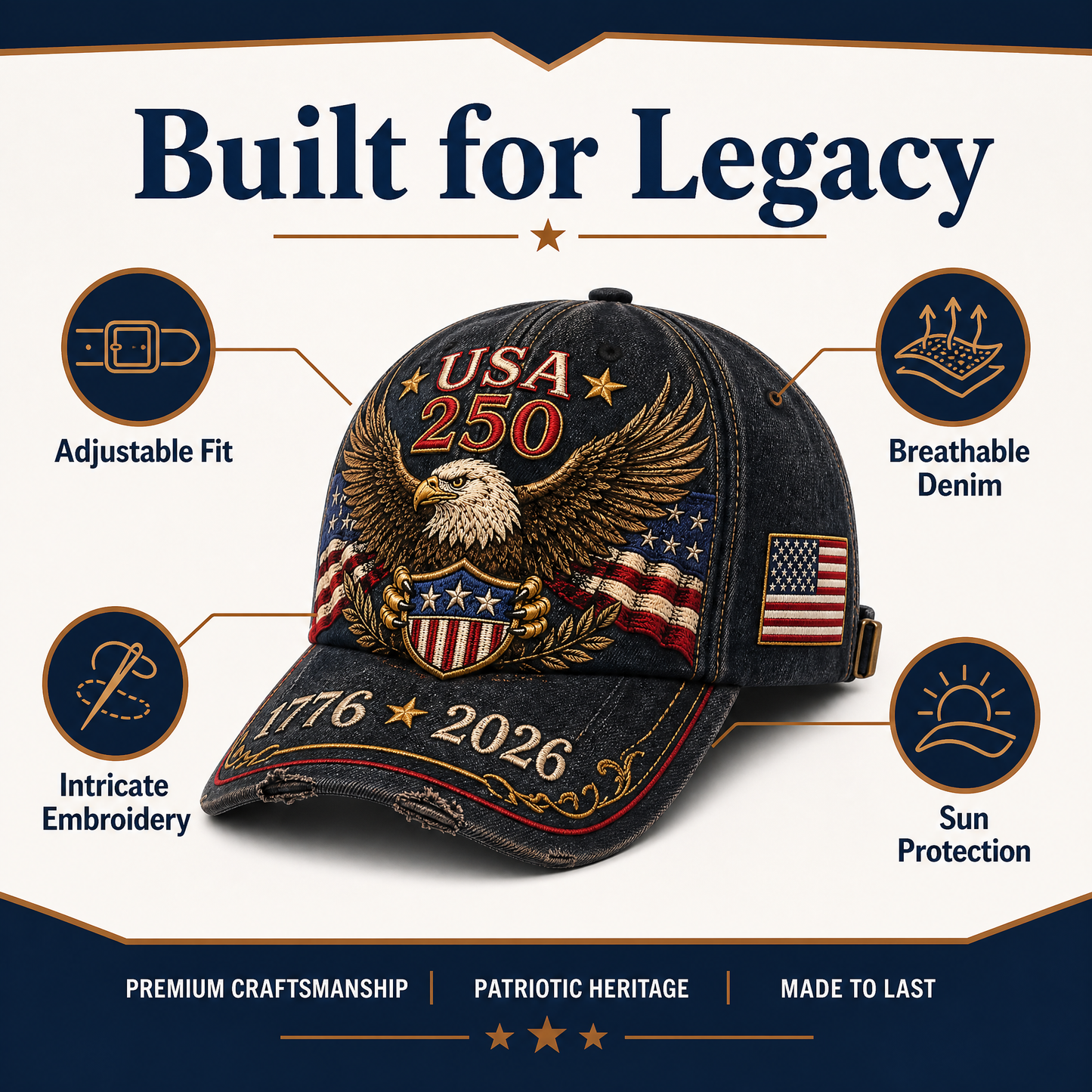 Freedom Eagle 250™ Cap  Celebrating 250 Years of American Freedom (1776–2026)