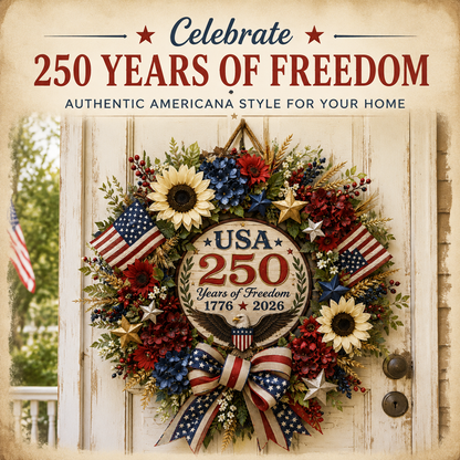 USA 250 Years of Freedom Commemorative Door Wreath – Celebrating American Independence (1776–2026)