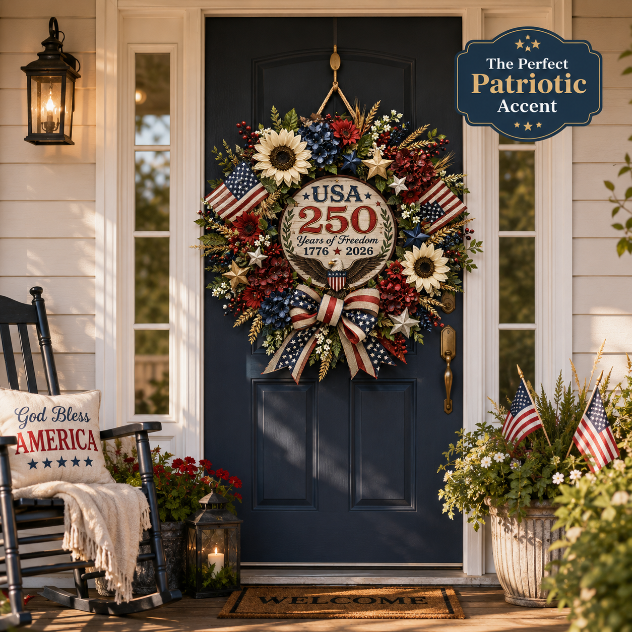 USA 250 Years of Freedom Commemorative Door Wreath – Celebrating American Independence (1776–2026)