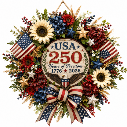 USA 250 Years of Freedom Commemorative Door Wreath – Celebrating American Independence (1776–2026)