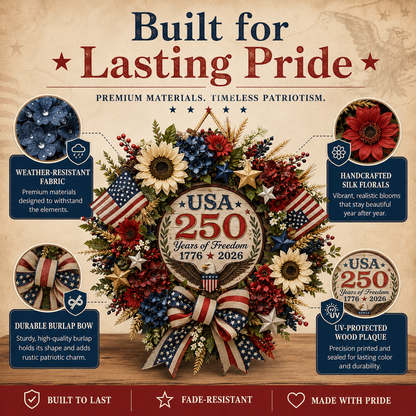 USA 250 Years of Freedom Commemorative Door Wreath – Celebrating American Independence (1776–2026)