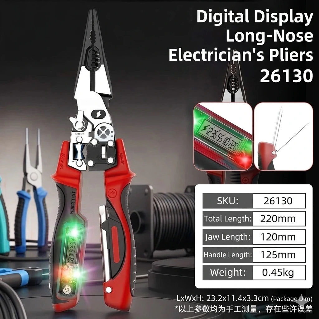 9-in-1 Multi-Functional Digital Display Electrician’s Pliers