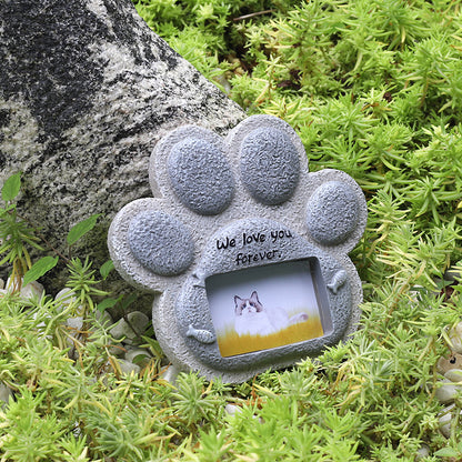 Dog Memorial Stone Pets, Paw Shaped Garden Grave Marker with Photo Slot