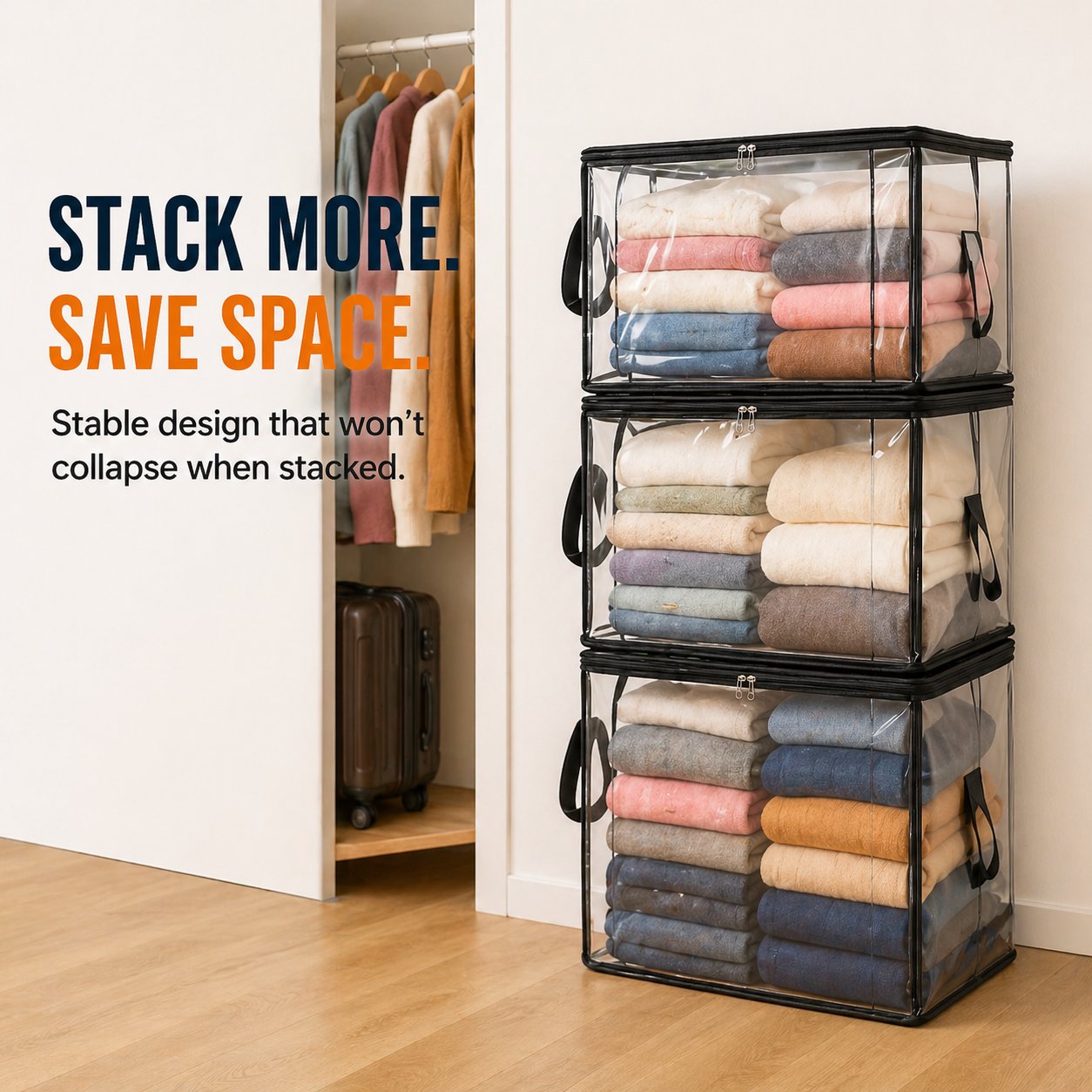 🔥Large Clear Storage Box with Hinged Lid – Heavy-Duty High Capacity Organizer🔥