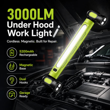 【FathersDayGift】3000LM Cordless Under Hood Work Light Bar for Car Repair & Garage Use