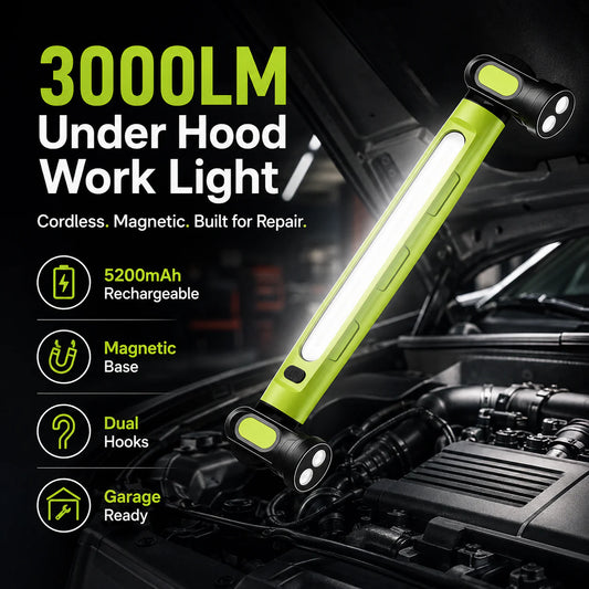【FathersDayGift】3000LM Cordless Under Hood Work Light Bar for Car Repair & Garage Use