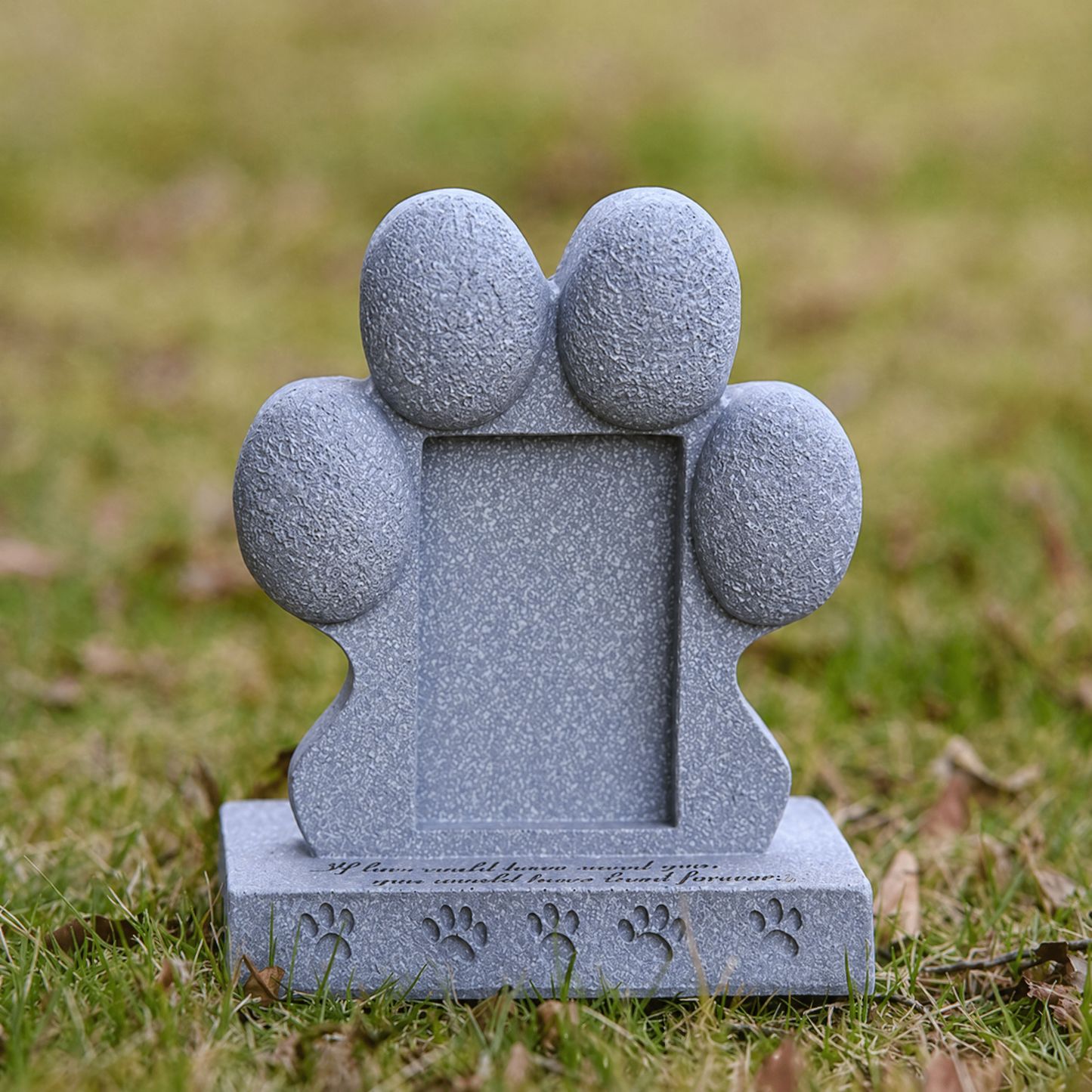 Dog Memorial Stone Pets, Paw Shaped Garden Grave Marker with Photo Slot