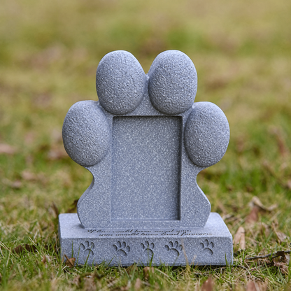 Dog Memorial Stone Pets, Paw Shaped Garden Grave Marker with Photo Slot