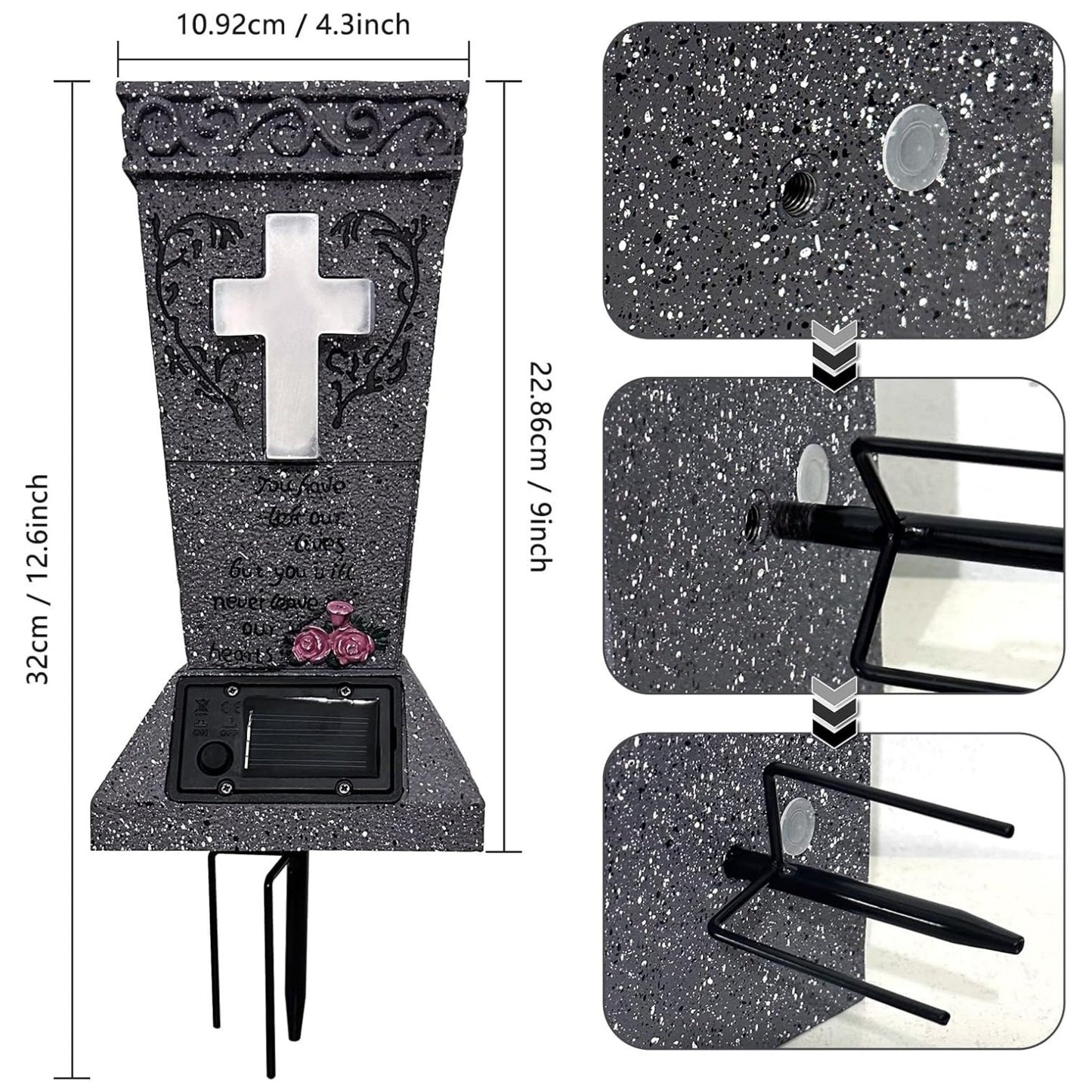 💕Hot sale 49% OFF💖Solar Cemetery Vase with LED Cross – A Beautiful Tribute That Shines with Love 🌙✝️