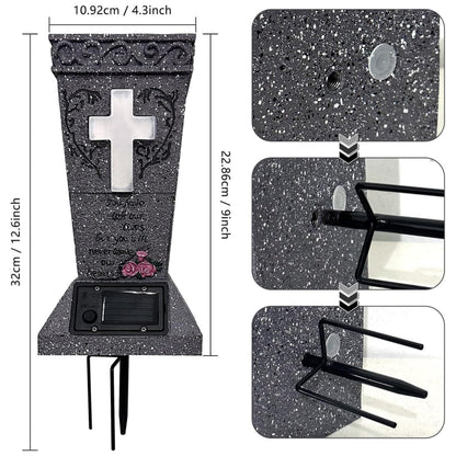💕Hot sale 49% OFF💖Solar Cemetery Vase with LED Cross – A Beautiful Tribute That Shines with Love 🌙✝️