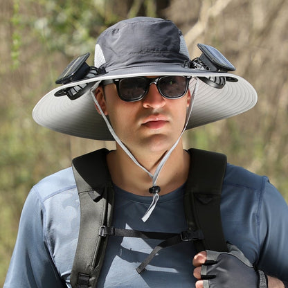 🔥Father's Day Sale Buy 1 Get 1 Free🔥Wide Brim Solar Fan Outdoor Fishing Hat-Solar & USB Charging