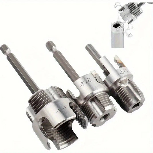 3-Piece Heavy-Duty Alloy Pipe Threading Tool Set - 1/2", 3/4", 1" Internal/External Threads