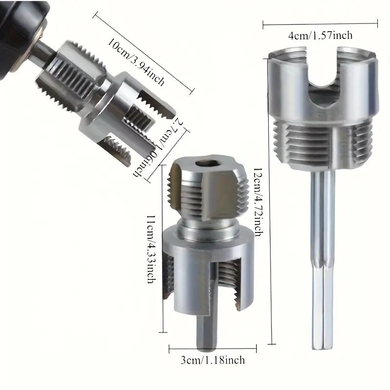 3-Piece Heavy-Duty Alloy Pipe Threading Tool Set - 1/2", 3/4", 1" Internal/External Threads