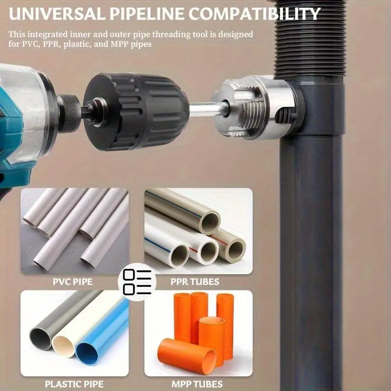 3-Piece Heavy-Duty Alloy Pipe Threading Tool Set - 1/2", 3/4", 1" Internal/External Threads
