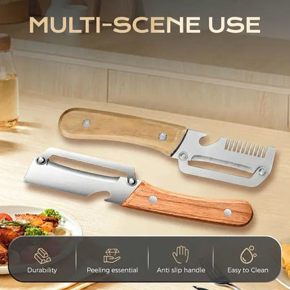 Stainless Peeler , High-Grade Durability, Clean, Precision Peeling + Bottle Opener