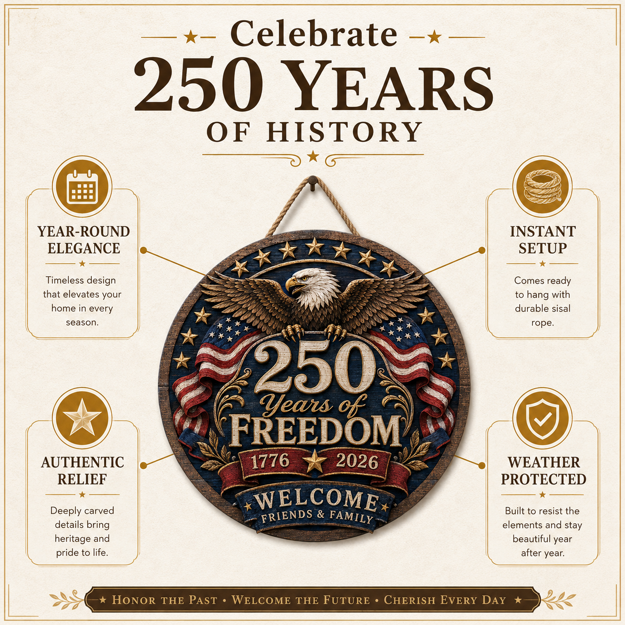 Freedom Eagle 250™ Welcome Sign Celebrating 250 Years of American Freedom (1776-2026)