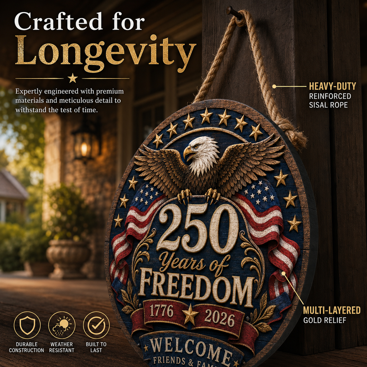 Freedom Eagle 250™ Welcome Sign Celebrating 250 Years of American Freedom (1776-2026)