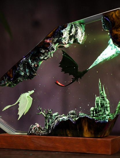 Toothless Fire Dragon Resin Night Light: RGB LED Lamp Night Fury Desktop Home Decor