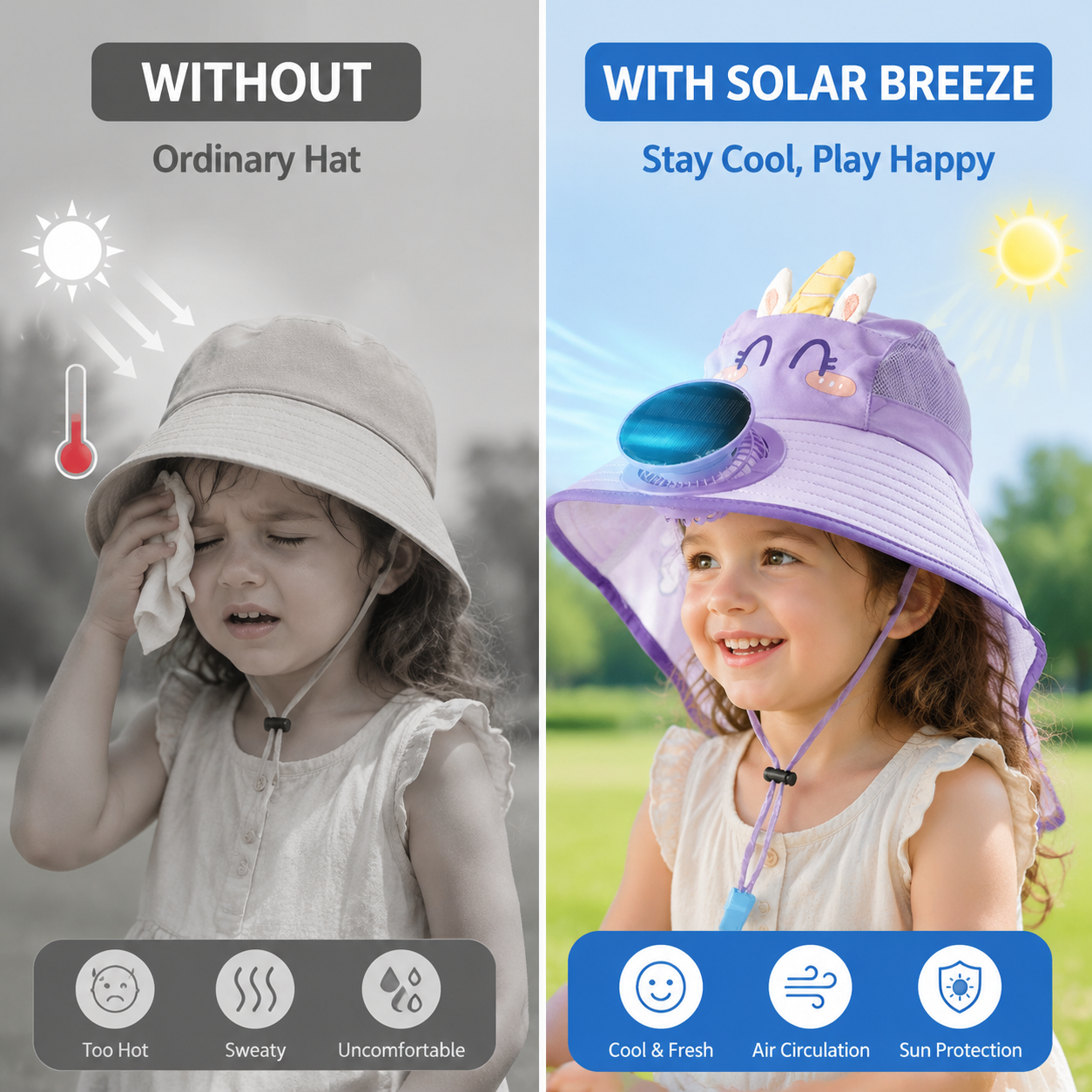 🎉 Holiday Special: Kids Solar &amp; USB Cooling Sun Hat – Only $29.99!