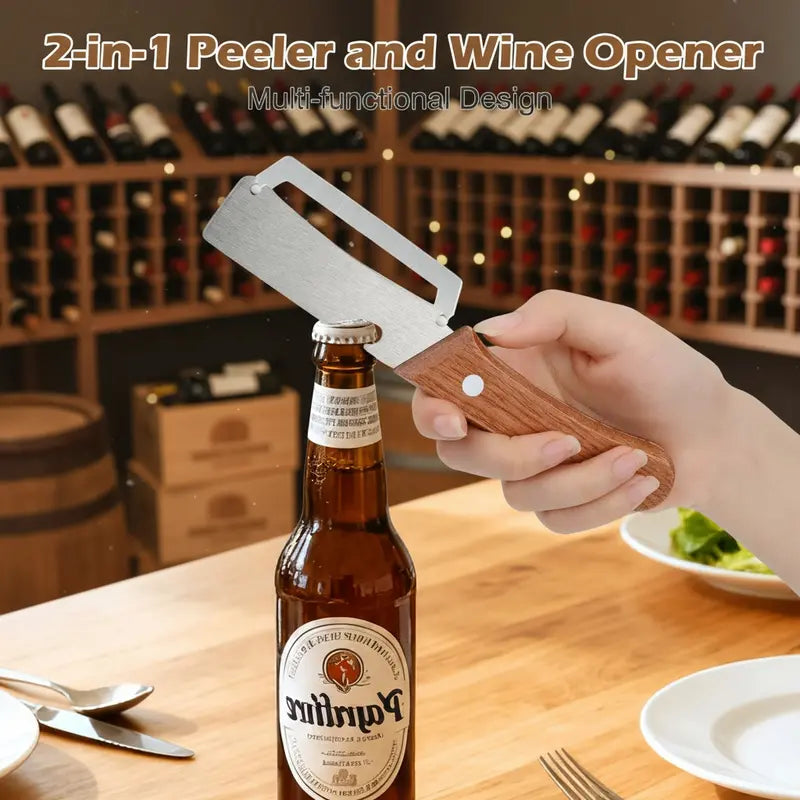 Stainless Peeler , High-Grade Durability, Clean, Precision Peeling + Bottle Opener