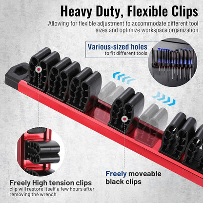 💖🔧 Magnetic Tool Organizer Rail (12 Slots)
