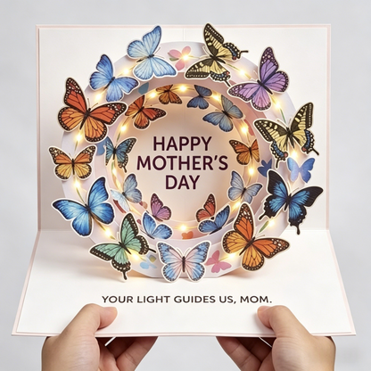 Handcrafted 3D Pop-Up Mother's Day Card - Exquisite Floral Butterfly Art