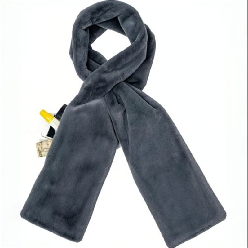 Scarf with hidden zipper pocket