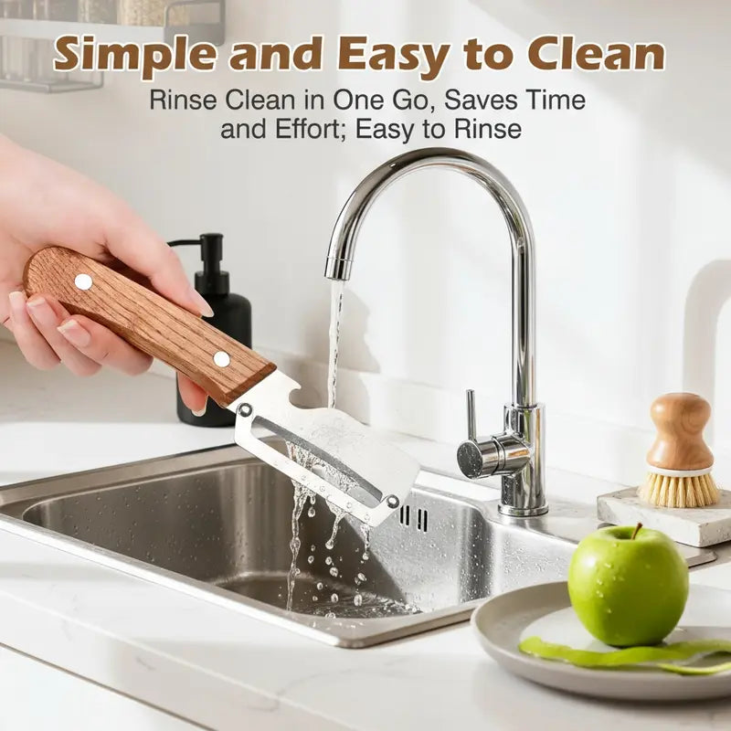 Stainless Peeler , High-Grade Durability, Clean, Precision Peeling + Bottle Opener