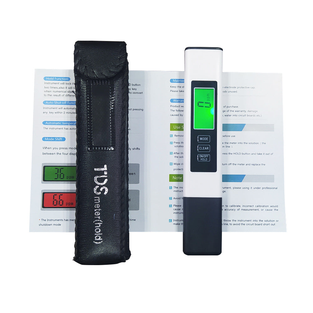 Weißer TDS&EC-Stift – Verpackung in Lederetui