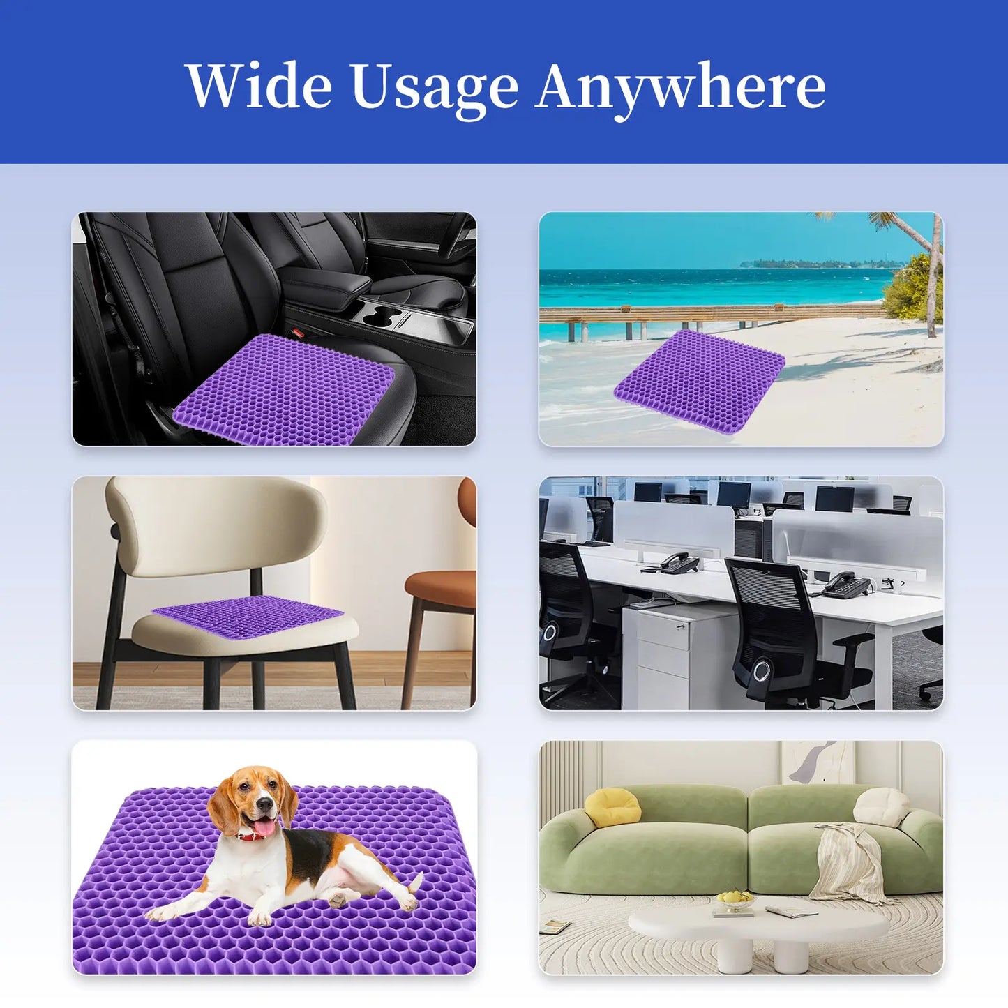 🔥Hot Sale 50% OFF🔥 Double-Thick Gel Seat Cushion: Honeycomb Breathable Pressure Relief for Office & Car