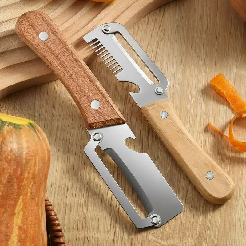 Stainless Peeler , High-Grade Durability, Clean, Precision Peeling + Bottle Opener