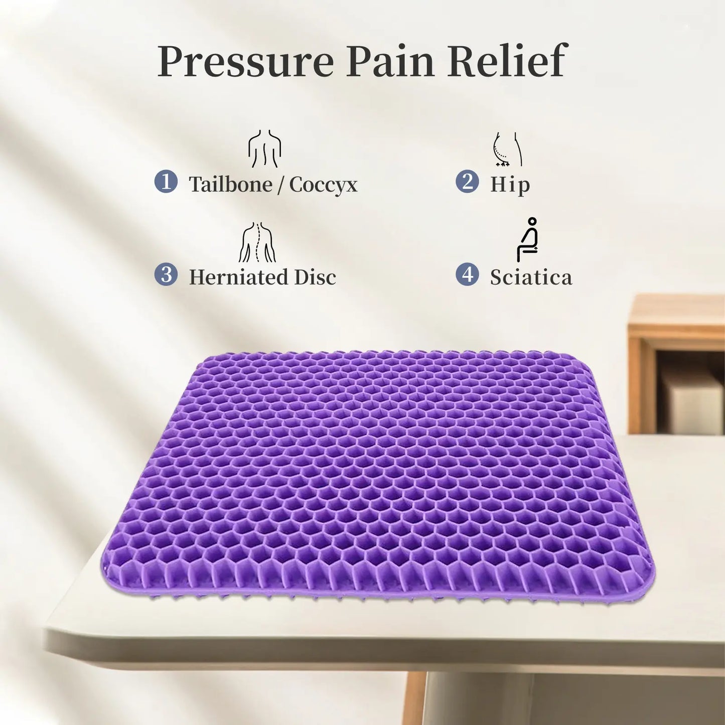 🔥Hot Sale 50% OFF🔥 Double-Thick Gel Seat Cushion: Honeycomb Breathable Pressure Relief for Office & Car