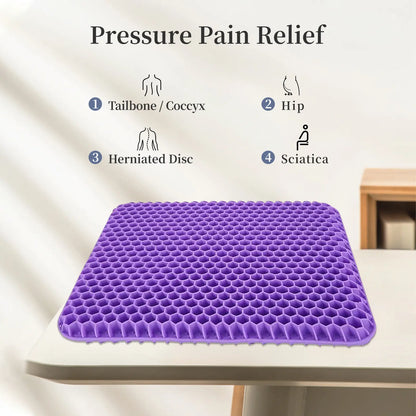 🔥Hot Sale 50% OFF🔥 Double-Thick Gel Seat Cushion: Honeycomb Breathable Pressure Relief for Office & Car