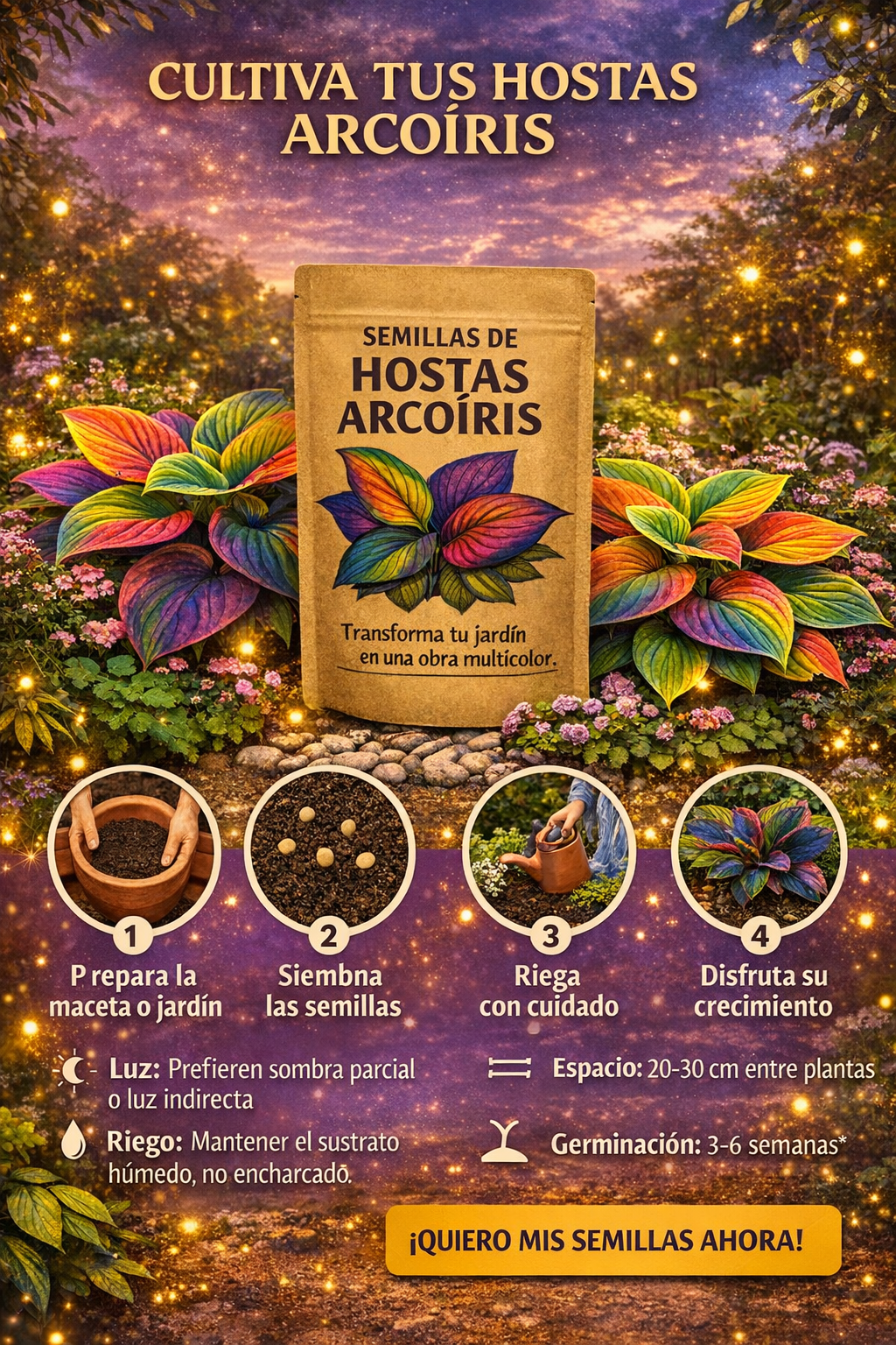 Last Day 49% OFF🔥 2 for 1: Multicoloured Rainbow Hostas Seeds