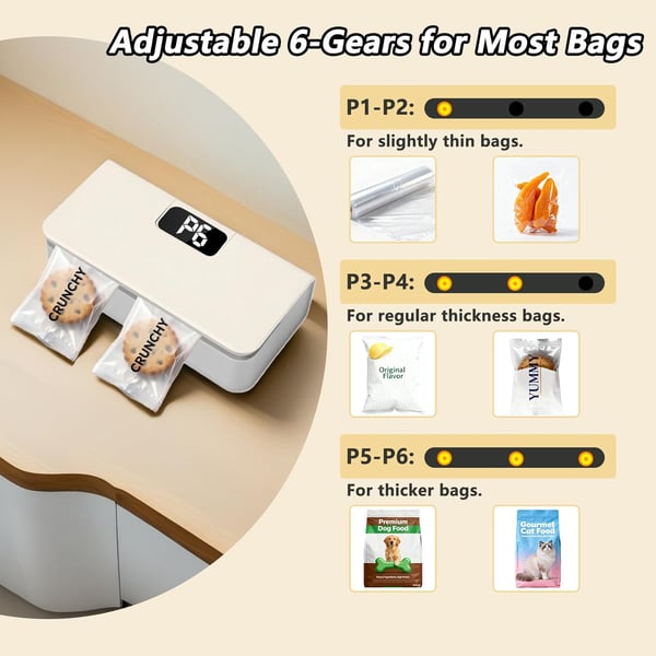 💡Portable mini sealing machine, rechargeable portable bag resealer with 6 adjustable speeds and LED power display