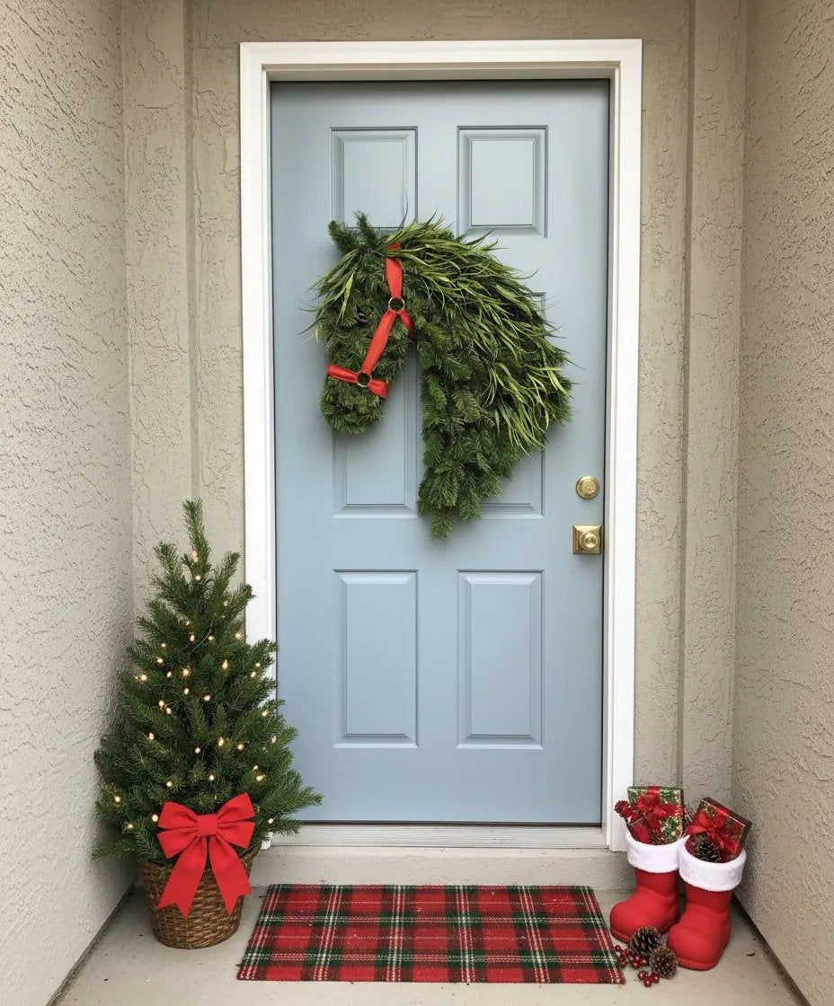 🐴Horse Head Wreath – Rustic Farmhouse Equestrian Door Decor✨