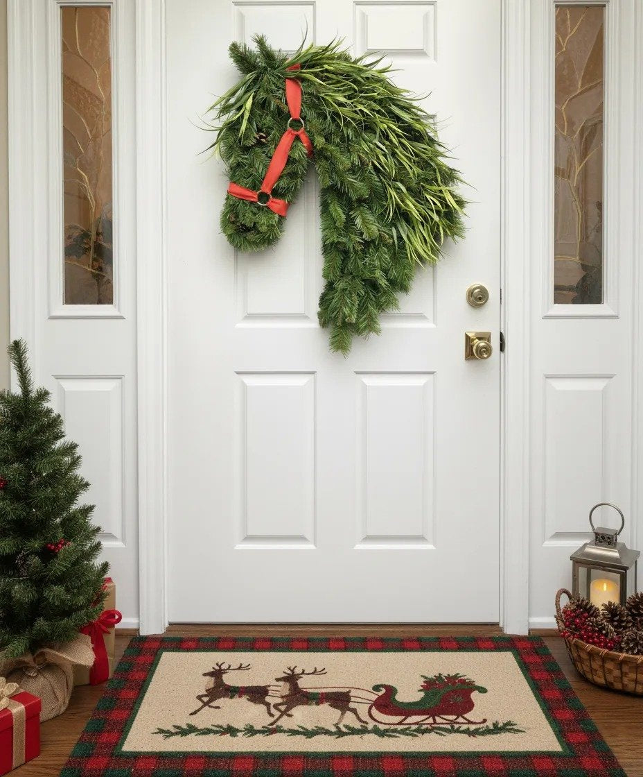 🐴Horse Head Wreath – Rustic Farmhouse Equestrian Door Decor✨