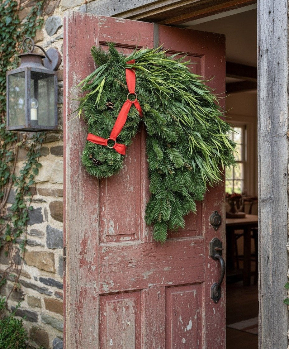 🐴Horse Head Wreath – Rustic Farmhouse Equestrian Door Decor✨
