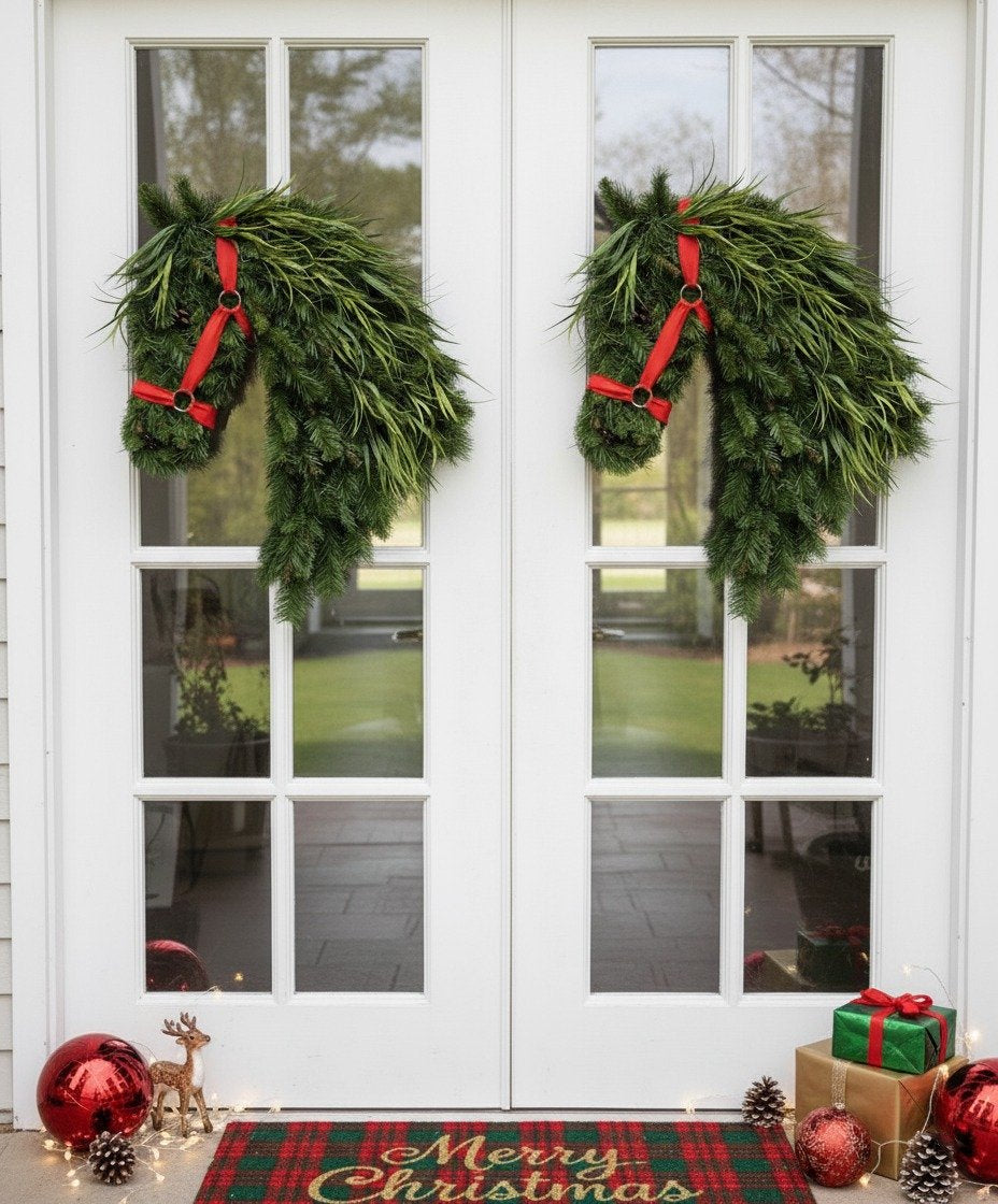 🐴Horse Head Wreath – Rustic Farmhouse Equestrian Door Decor✨
