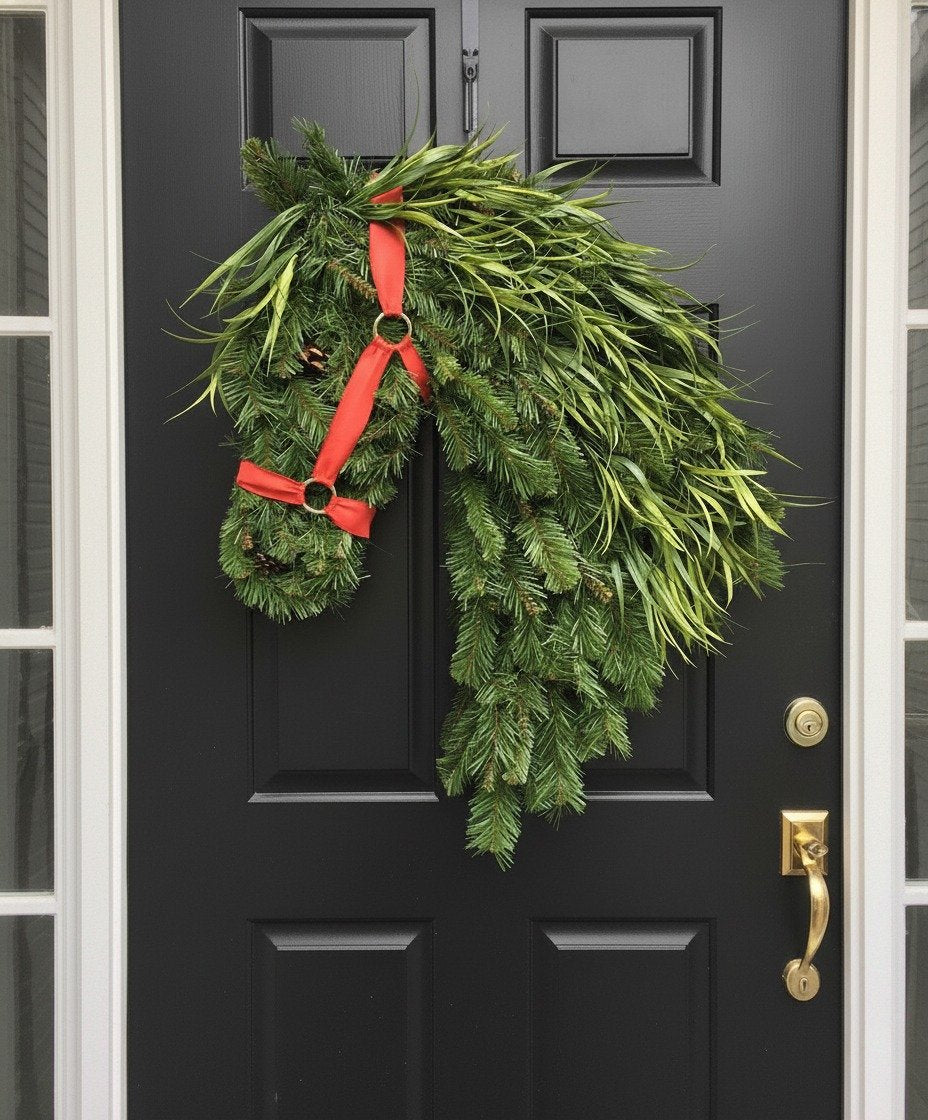 🐴Horse Head Wreath – Rustic Farmhouse Equestrian Door Decor✨